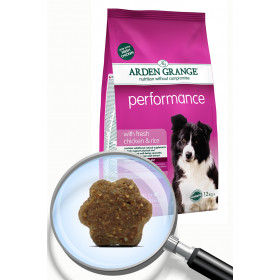 Суха храна за пораснали кучета от всеки размер и порода, живеещи на открито, бременни и за работа Arden Grange Performance с пиле